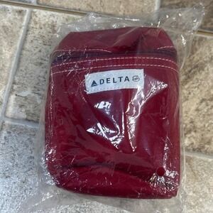 Delta Airlines Red Zippered Pouch Travel Organizer Bag‎ New